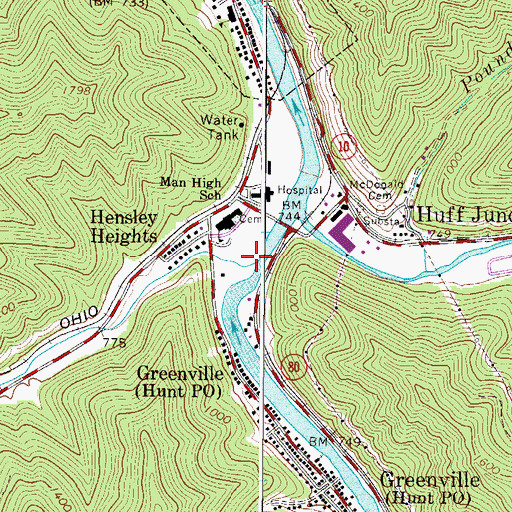 Topographic Map of Rockhouse Creek, WV