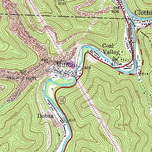 Topographic Map of Rockhouse Creek, WV