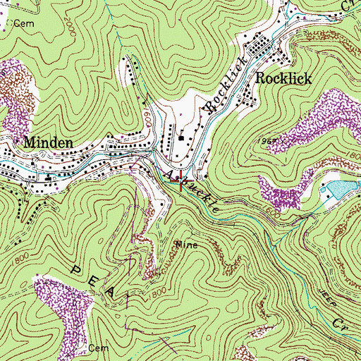 Topographic Map of Rocklick Creek, WV