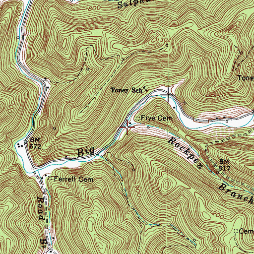 Topographic Map of Rockpen Branch, WV