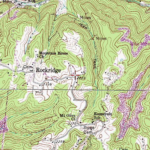 Topographic Map of Rockridge, WV