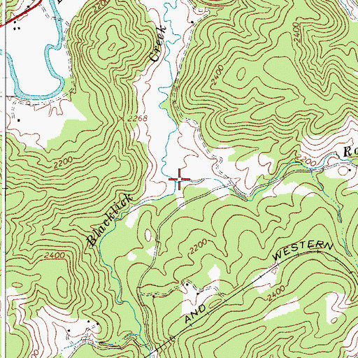 Topographic Map of Rocky Branch, WV
