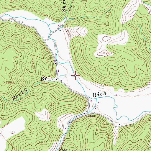 Topographic Map of Rocky Branch, WV