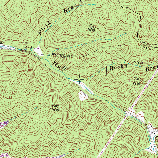 Topographic Map of Rocky Branch, WV