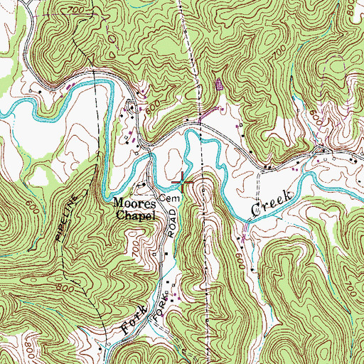 Topographic Map of Rocky Fork, WV
