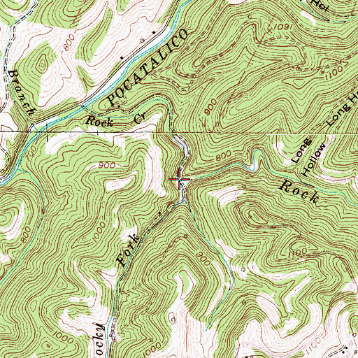 Topographic Map of Rocky Fork, WV