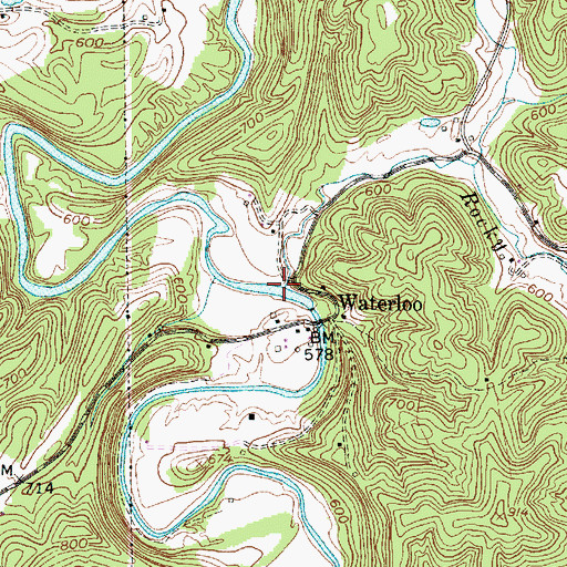 Topographic Map of Rocky Fork, WV