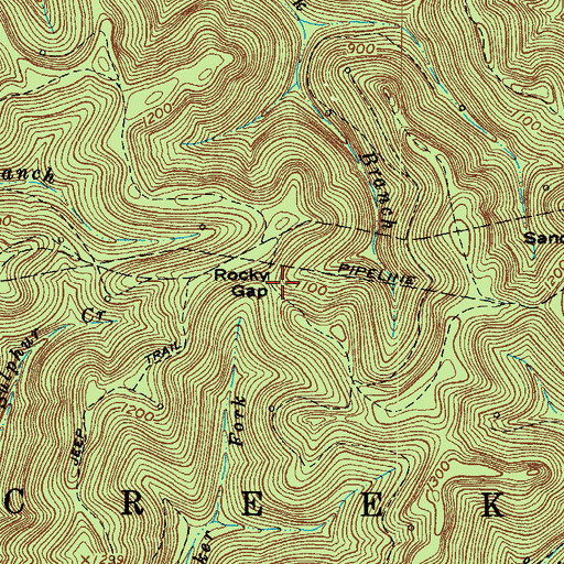 Topographic Map of Rocky Gap, WV