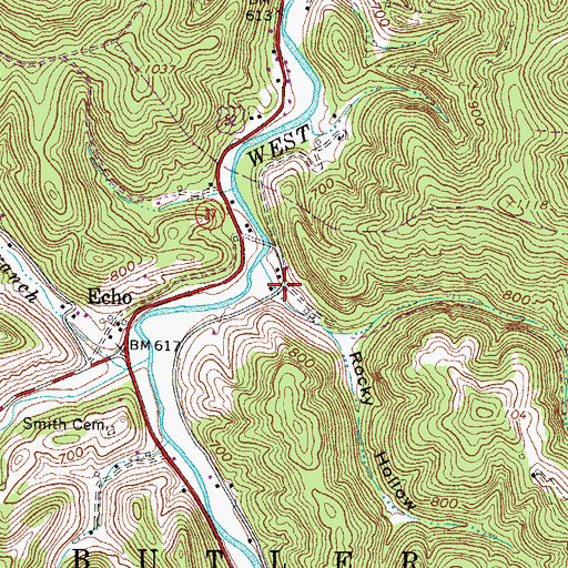 Topographic Map of Rocky Hollow, WV