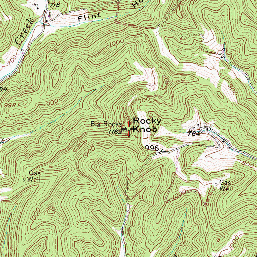 Topographic Map of Rocky Knob, WV