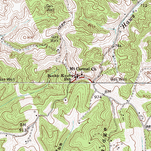 Topographic Map of Rocky Knob School (historical), WV