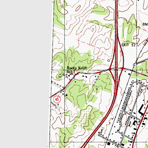 Topographic Map of Rocky Knoll Elementary School (historical), WV