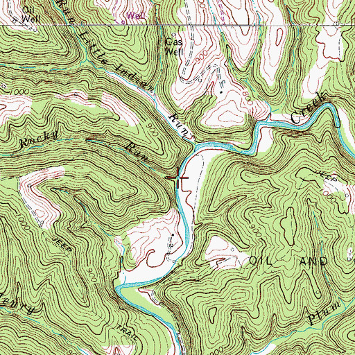 Topographic Map of Rocky Run, WV
