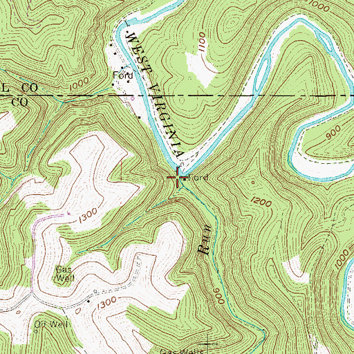 Topographic Map of Rocky Run, WV