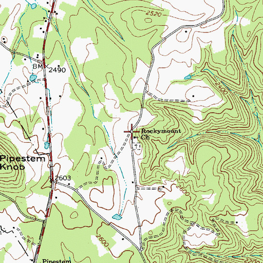 Topographic Map of Rockymount Church, WV