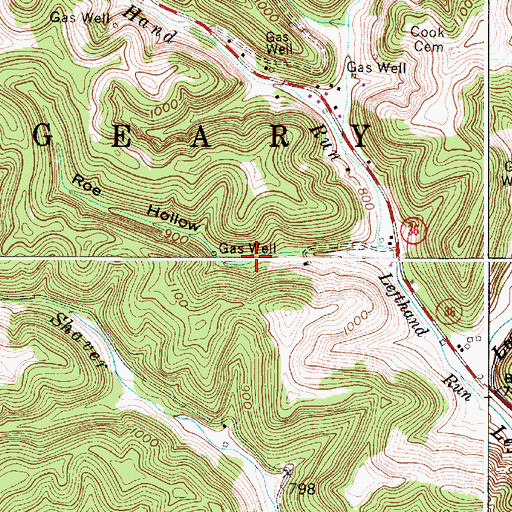 Topographic Map of Roe Hollow, WV