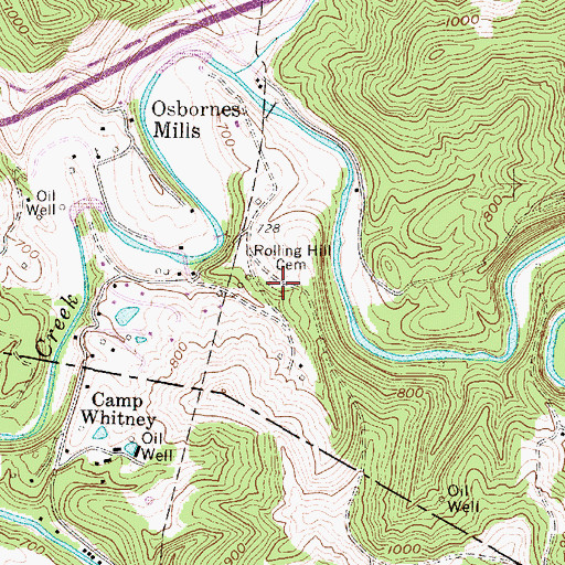 Topographic Map of Rolling Hill Cemetery, WV