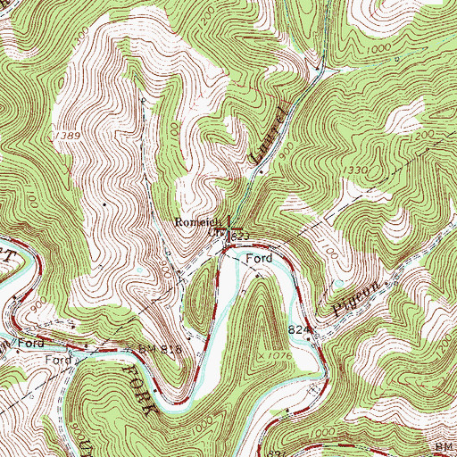Topographic Map of Romeich Church, WV