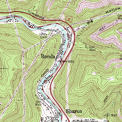 Topographic Map of Ronda, WV