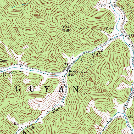Topographic Map of Roosevelt School (historical), WV
