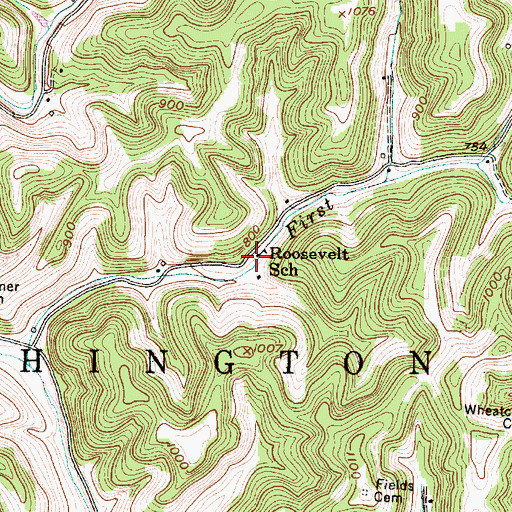 Topographic Map of Roosevelt School (historical), WV
