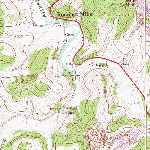 Topographic Map of Rooting Creek, WV
