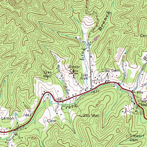 Topographic Map of Rorrer Cemetery, WV