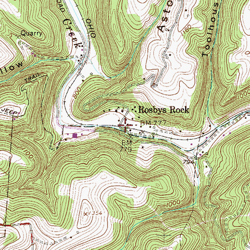 Topographic Map of Rosbys Rock, WV