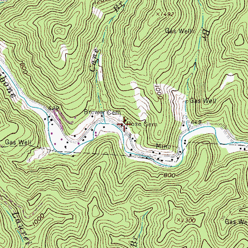 Topographic Map of Rose Cemetery, WV