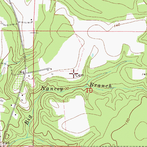 Topographic Map of Weatherford Cemetery, AL