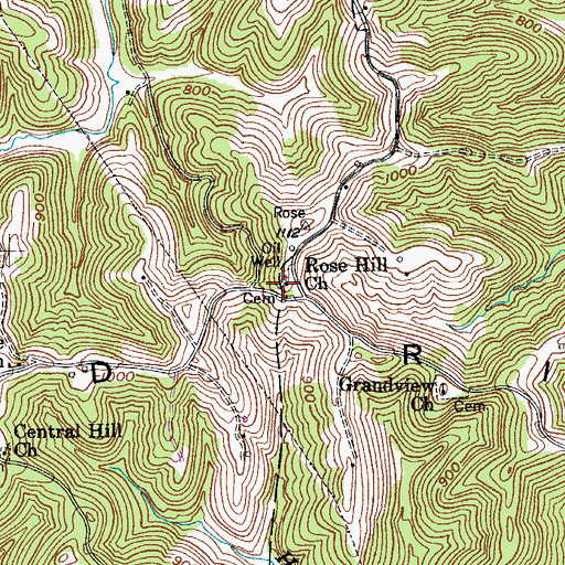 Topographic Map of Rose Hill United Methodist Church, WV