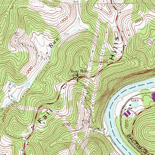 Topographic Map of Rose Hill Church, WV