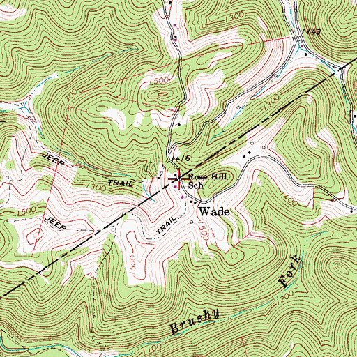 Topographic Map of Rose Hill School (historical), WV