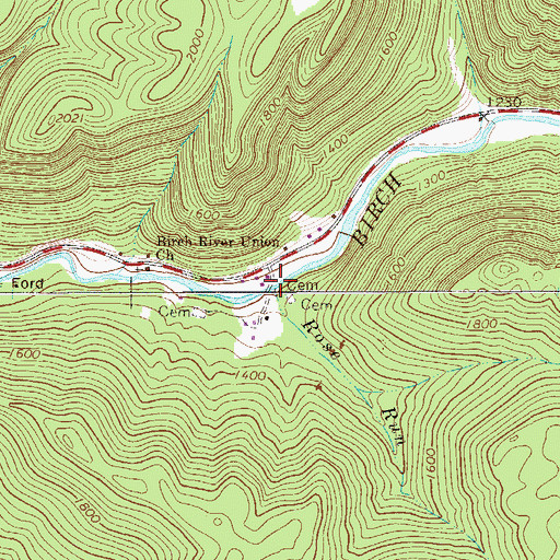 Topographic Map of Rose Run, WV