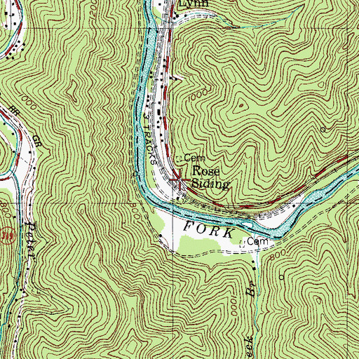 Topographic Map of Rose Siding, WV