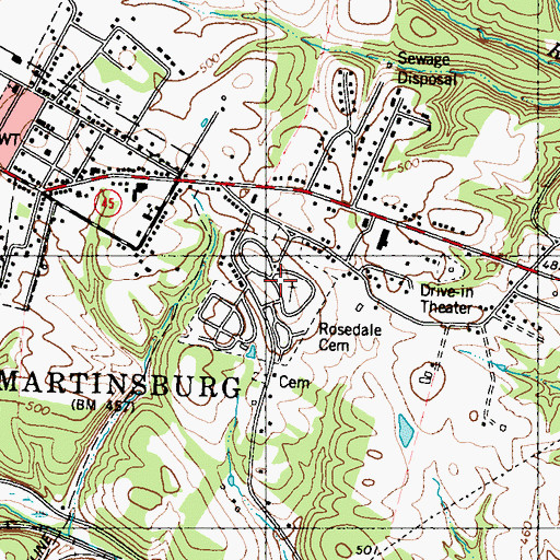 Topographic Map of Rosedale Cemetery, WV