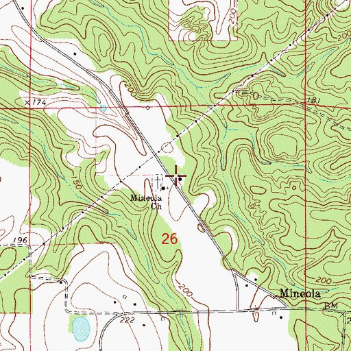 Topographic Map of Mineola Church, AL