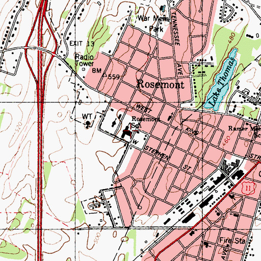 Topographic Map of Rosemont Elementary School, WV