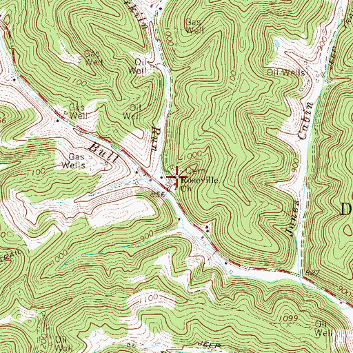 Topographic Map of Roseville Church, WV