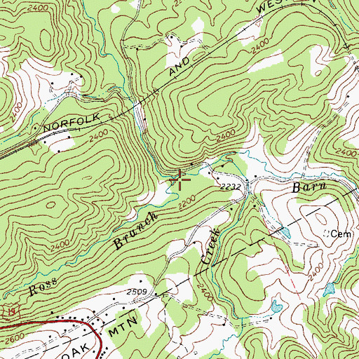Topographic Map of Ross Branch, WV