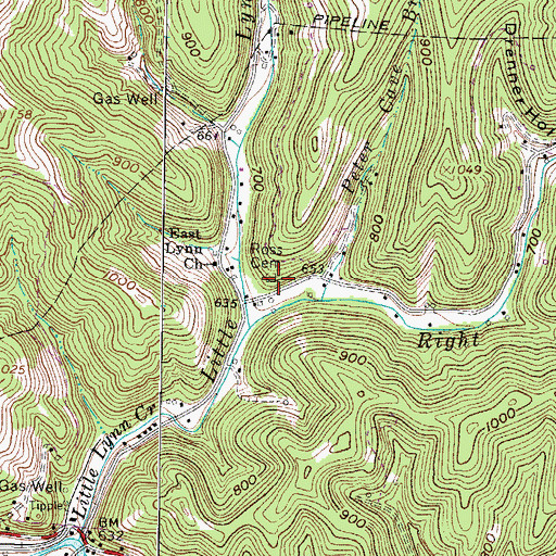 Topographic Map of Covington--Ross Cemetery, WV