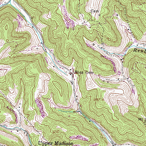 Topographic Map of Ross Cemetery, WV