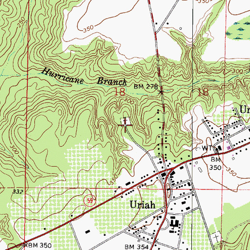 Topographic Map of Uriah Cemetery, AL