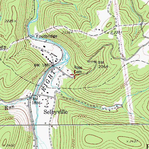 Topographic Map of Ross Cemetery, WV