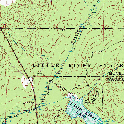 Topographic Map of Claude D Kelley State Park, AL
