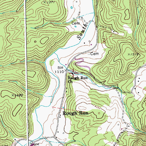 Topographic Map of Rough Run Church, WV