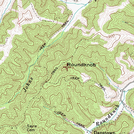 Topographic Map of Roundknob, WV