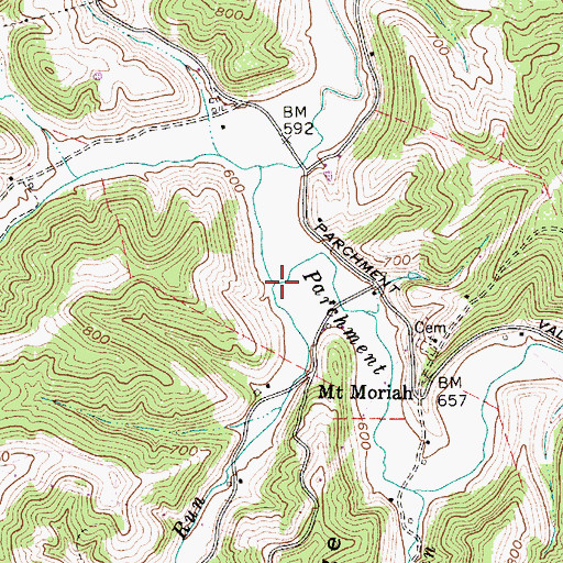 Topographic Map of Roundknob Run, WV