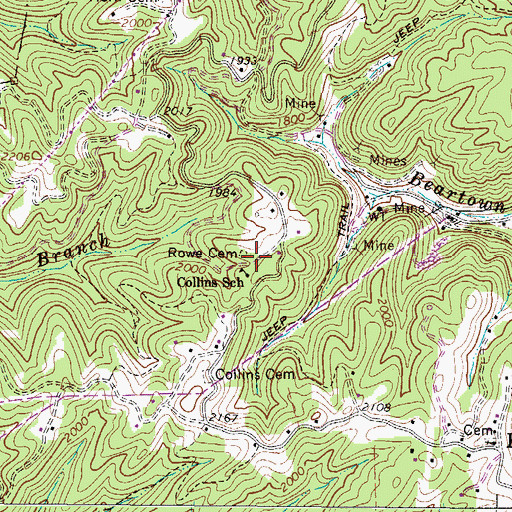 Topographic Map of Rowe Cemetery, WV