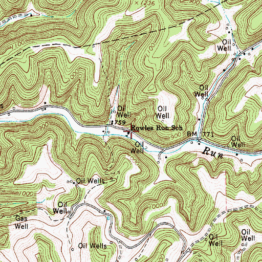 Topographic Map of Rowles Run School (historical), WV